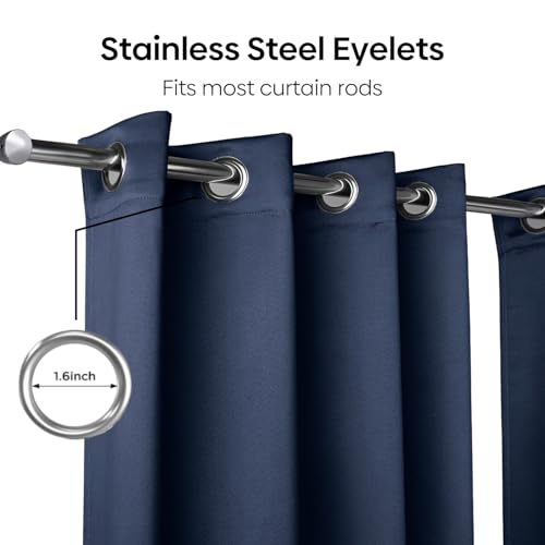 Image of Haus and Kinder Blackout Curtains 5 feet for Window,Pack of 2 Blackout Curtains for Window,100% Room Darkening Curtains Blackout 5 feet Long (Navy, 114x152 CM)