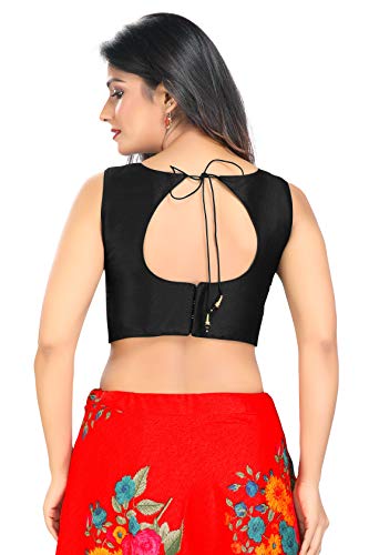Image of Vamas Women's Silk Solid Sleeveless Readymade Saree Blouse (VFJ-45)