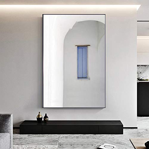 Peinture architecture bleue affiche moderne tableau nordique décoration murale salon 50x75cm
