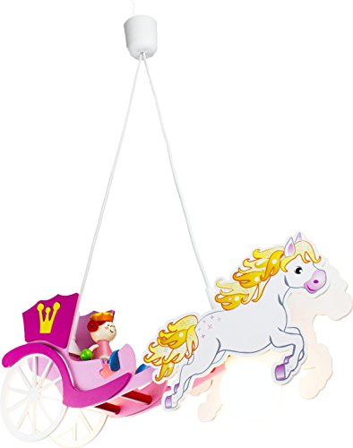 Plafonnier chevaux et carrosse rose Elobra pour chambre d'enfant