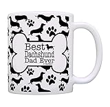 Dog Owner Gift Best Dachshund Dad Ever Paw Pattern 11oz Ceramic Coffee Mug Tea Cup White