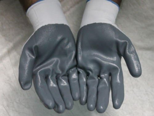 Image of AxisGrip Multipurpose Nylon Anti Cut PU Nitrile Coating Work Safety Gloves White-Grey Pair 1