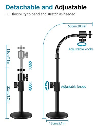 InnoGear Upgraded Adjustable Desktop Stand Flexible Holder Stand with Tripod Head, Gooseneck and Base for Logitech Webcam C922 C930e C920S C920... - Image 3