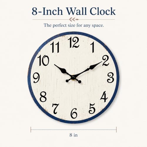 Image of CHYLIN Wall Clock Silent Non-Ticking Battery Operated Blue Simple Modern