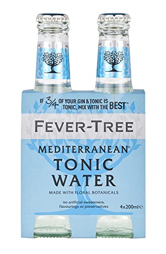 Fever-Tree Mediterranean Tonic Water Glass Bottles, No Artificial Sweeteners, &amp; Preservatives, (Pack of 4) flavorings 27.2 Fl Oz