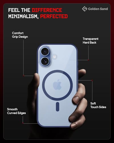 Image of Golden Sand Aura MagSnap Series Transparent Back Cover for iPhone 17 Air 5G | Yellow Resistant, Ultra-Clear Glass Feel | Military Grade Protective Case, Built-in Camera Control Button (Deep Blue)