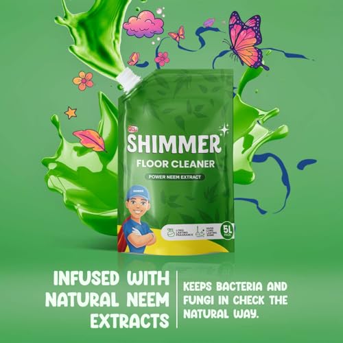 Image of Shimmer Floor & Surface Cleaner Liquid - 5L Family Pack | Non Toxic, Eco Friendly, Safe on Hands | Citrus Fragrance | All Purpose Floor Cleaner for Tiles, Bathroom & Kitchen | Removes Tough Stains
