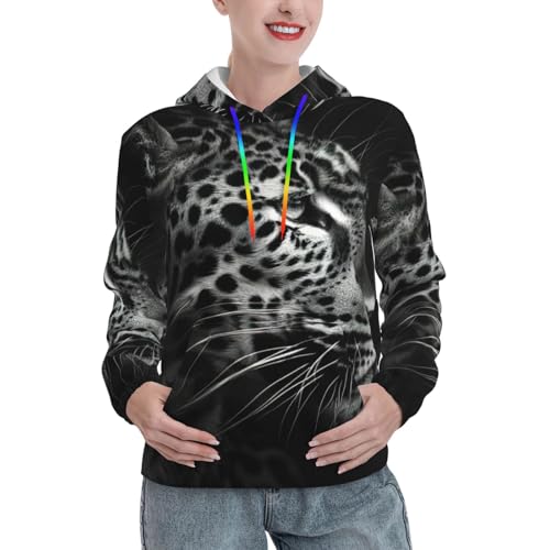 Pull ajusté léopard pour femme avec poche kangourou pratique et coupe confort