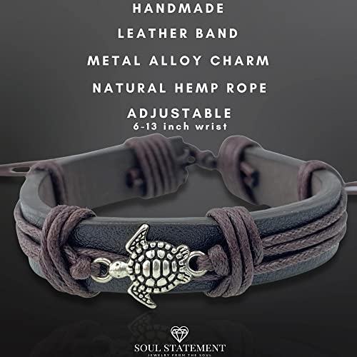 Men's Leather Wrap Turtle Bracelet, Adjustable Sizing for Men and Teenagers, Sea Turtles Charm2