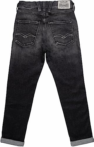 Jeans Niños Replay Sb9045 White Weft Black Power vaquero negro elástico infantil 2