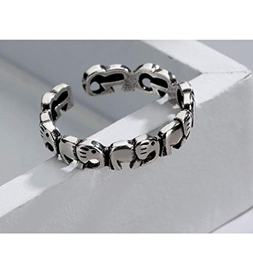 Cute Retro Elephant 925 Sterling Silver Adjustable Rings For Women Girls Teen Animal Open Band Ring Statement Ring Toe Finger Rings Wedding Valentine's Jewelry Birthday For Friend Lover (Silver) #TOP3