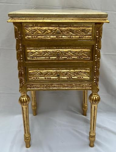 Casa Padrino Comodino Barocco Oro Antico/Crema - Cassettone in Stile Barocco Fatto a Mano con 3 cassetti - Mobili barocchi - Mobili per Camera da Letto in Stile Barocco