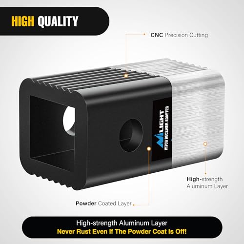 Image of Nilight Trailer Hitch Receiver Extender Adapter Reducer 2 to 1-1 /4 Inch Sleeve Convertor Receiver Aluminum Towing Accessories for Tractor Bucket RV Truck Bike Rack Cargo Carriers