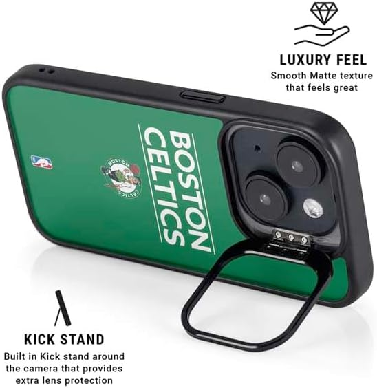 Skinit Kickstand Phone Case Compatible with iPhone 15 - Officially Licensed NBA Boston Celtics Standard - Green Design
