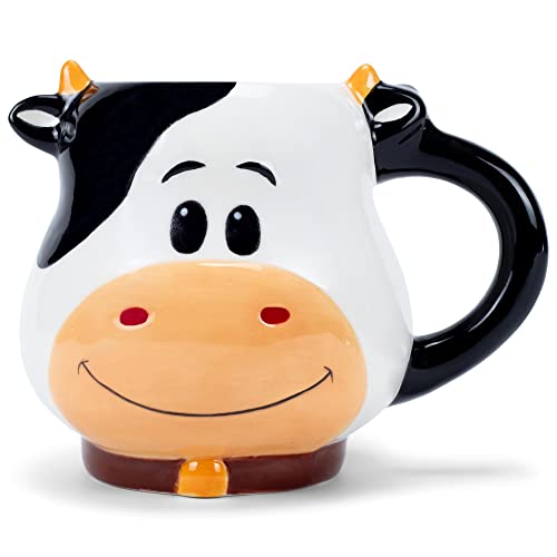 Taza de café cerámica 18 oz con diseño vaca blanco y negro
