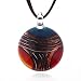 Hand Blown Venetian Murano Glass Multi-Colored Red Blue Yellow Round Pendant Necklace, 18-20 inches