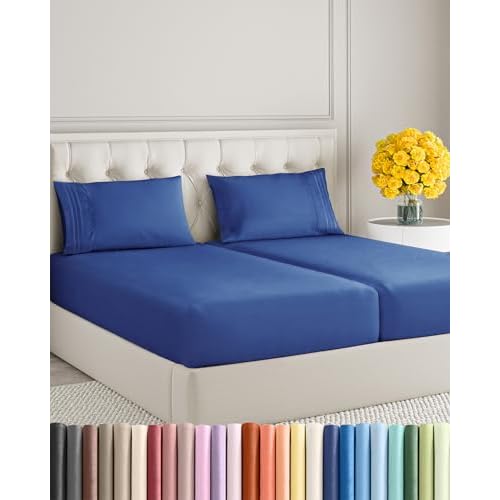 Twin Size 3 Piece Sheet Set - Ultra Soft & Cooling Bed Sheets - Cobalt Blue | Fits 8 Inch to 16 inch Mattress, Wrinkle Free & Fade Resistant with Deep Pockets, Breathable, Comfy Hotel Luxury