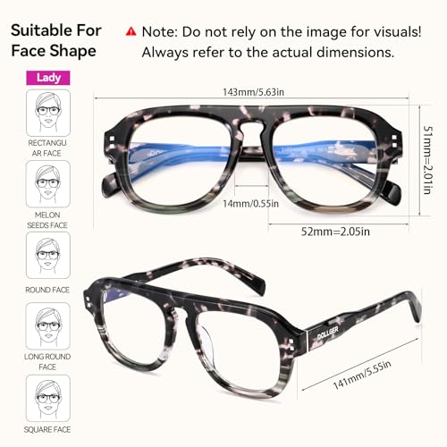 Image of Dollger Aviator Blue Light Glasses for Men Women Acetate Anti Bluelight Blocking Glasses for Computer Fashion Eyeglasses