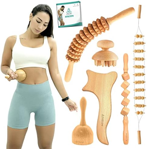 COZLOW 6-in-1 Complete Kit Wood Therapy Massage Tools Set | Maderoterapia Kit Wood Therapy Tools for Body Shaping, Reducing Appearance of Cellulite, & More