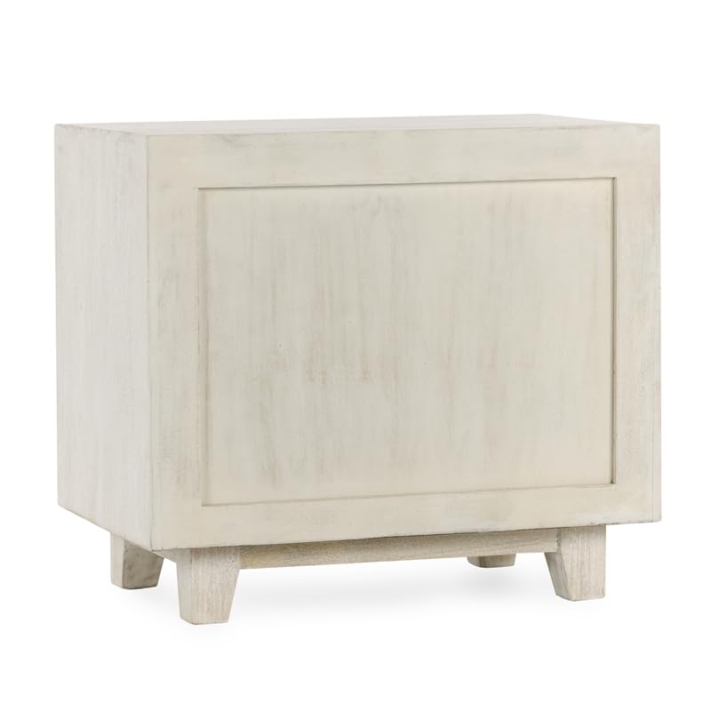 Pemberly Row Contemporary 1-Drawer Mango Wood Nightstand in Sand