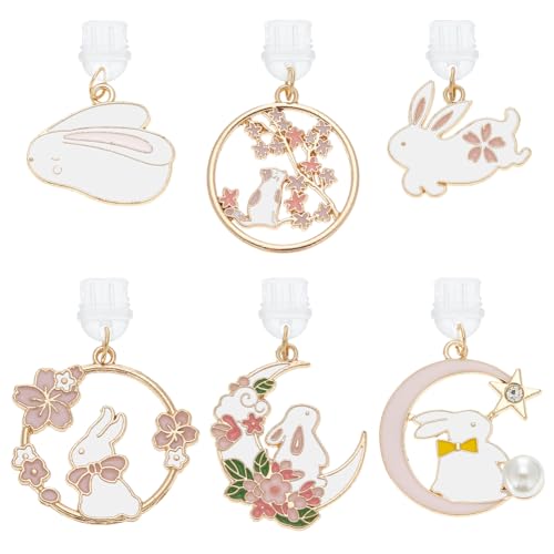 OLYCRAFT 6 Stück Typ-C-USB-Anschluss-Staubstöpsel Mit Kaninchen-Anhängern Schöne Kaninchen-Handy-Staubstöpsel Tiermotiv-Ladeanschlussstecker-Anhänger Für Handys und Laptops