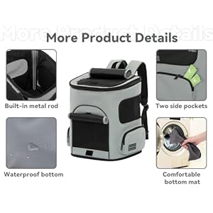   PETSFIT-Cat-Carrier-Backpack-with-Upgraded-Waist-Protection-Pet-Carrier-Backpack-Designed-for-Small-DogsCats-Fully-Ventilated-Collapsible-Dog-Backpack-for-Outdoor-Traveling-Hiking-CampingGrey