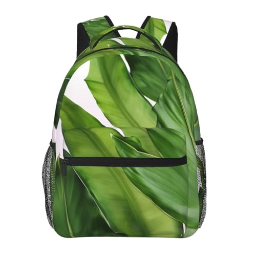 Sac à dos de voyage pour PC portable et trajets urbains - Style décontracté feuilles de bananier