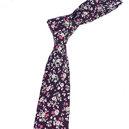 Image of Mantieqingway Men's Cotton Floral Neck Tie 2.56'' Printed Skinny Tie