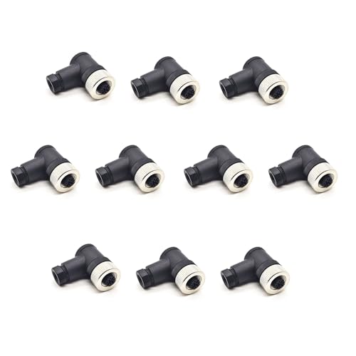 10pcs M12 4-Pin A-Coded Female Right Angle Screw-Joint Termination Non-Shielded IP67 Waterproof Connector for Profibus Industrial Automation (10)