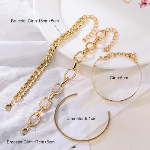 JSTHHTT 24 Stück Armband Damen Gold, Stapelbare Armbänder Damen Gold, Armband Set Gold, Schmuck Damen, Goldschmuck dDamen, Verstellbaren, Wasserdicht, Modeschmuck Geschenk Set für dDamen Mädchen – Bild 3