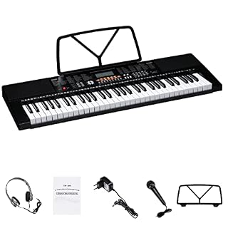 Alightup Piano à Clavier Électrique Portable 61 Touches avec Haut-Parleurs Intégrés Écran LED Casque Microphone Support de Partition - Les Beatles, Paul McCartney, John Lennon, RIngo Starr, George Harrison