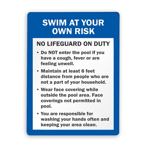 3130 Beware Danger Safety Sign,Pool Rules Sign Swim at Your Own Risk,Warning Metal Tin Sign 12x16�C���`
