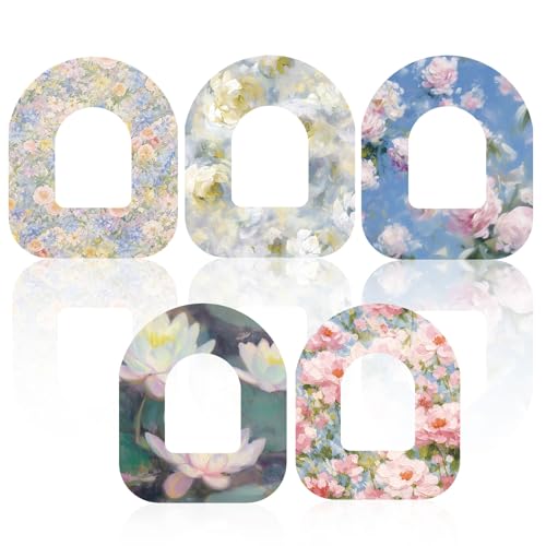 40uds Overpatches Impermeables para Omnipod 5, Parches Adhesivos Transpirables Estampado Floral Óleo Cinta Protectora Sensor CGM Pegatinas de Sujeción Segura para Omnipod 5 Accesorios