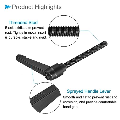 Image of Clamping Lever Handles, M8 x 70mm Male Thread, Adjustable Quick Release Locking Rotating Bolt Knobs Black - (Applications: for Lathe Machinery), 3-Pieces