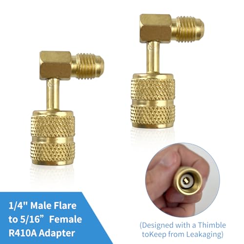 Image of R410A Adapter Kit Refrigerant Connector Charging Vacuum Port Adapter Converter, 5 /16 to 1 /4 Coupler R410A Refrigerant Hose Adapter Connector Valve core Remover