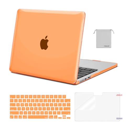 Image of MOSISO Compatible with MacBook Air 13 inch Case M5 2026 M4 2025 M3 M2 2024-2022 A3449 A3240 A3113 A2681,Hard Shell&Keyboard Cover&Screen Film&Pouch for MacBook Air 13.6 inch Case,Crystal Cosmic Orange
