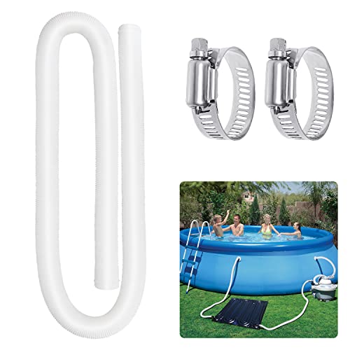 Poolschläuche 32 mm Schwimmersatzschlauch 1,25 Zoll Durchmesser für oberirdische Pools Schwimmbecken Filterpumpe Ersatzschlauch 59 Zoll lang mit 4 Metallklemmen (1PCS-Pool Hose) Cover