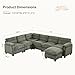 HAOMARKETS Oversized Modular Sectional Sofa with Movable Ottoman, Corduroy U Shaped Sectional Couches, 7-Seater Modular Sofas with Reversible Chaises for Living Room
