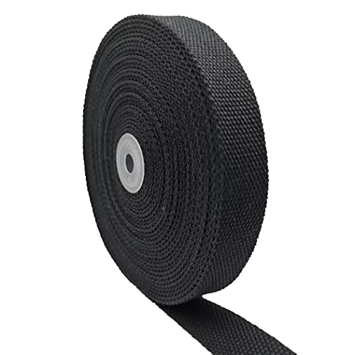 Heavy Cotton Webbing 1 Inch Wide 10 Yard Polyester Cotton Webbing Strap for Bag Handles, Bag Strap,Tote Bag Webbingï¼ŒCloth Belt,Making Outdoor Supplies (Black)
