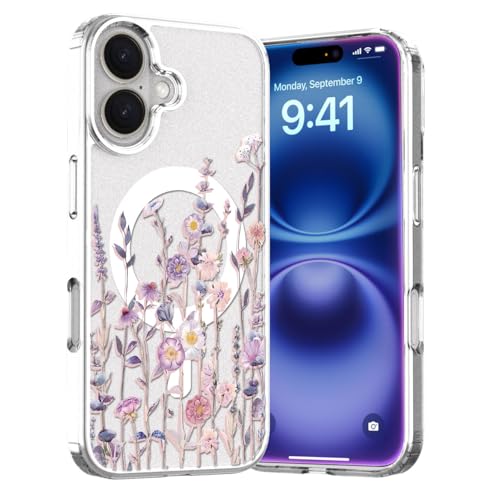 Akeivare for iPhone 17 Magsafe Case,Flower Slim Shockproof Protective Floral Cute Hard PC+TPU Bumper Women Cover Magnetic case by Akeivare - Used condition - US$7.65
