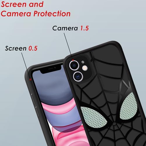 Image of Stylish Spider Back Case Cover Compatible for iPhone 11 | Spidey Face Mask Case | Soft Silicone | Camera & Full Body Protection | Shock Proof | (Black)