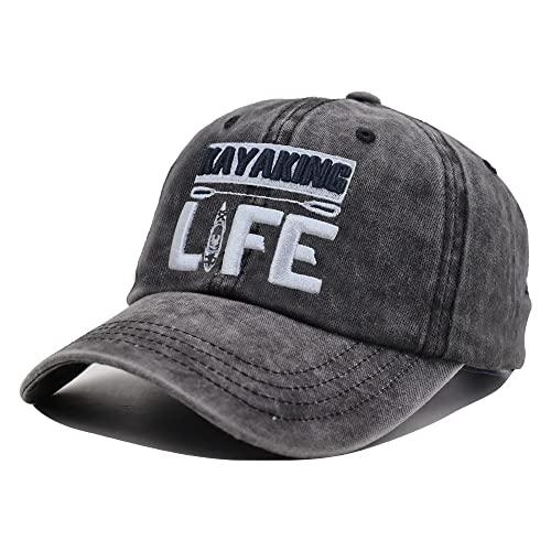 Oascuver Kayaking Life Hat, River Hair Don't Care Adjustable Baseball Cap Washed Distressed Twill Cotton For Running Workouts And Outdoor Activities #TOP1