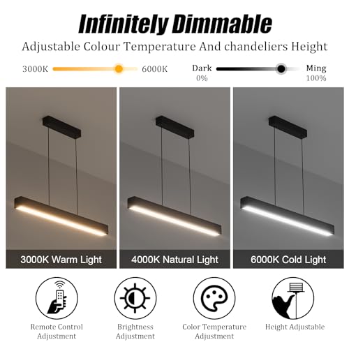 Suspension LED dimmable 3000K-6000K avec télécommande Klighten - 4