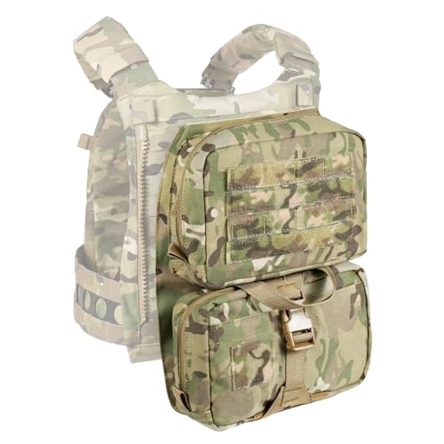 lonloke GEAR Tactical MOLLE Back Panels,Assault Utility Double Upper-Zipper Bag With an Internal Hydration Pouch (MC)