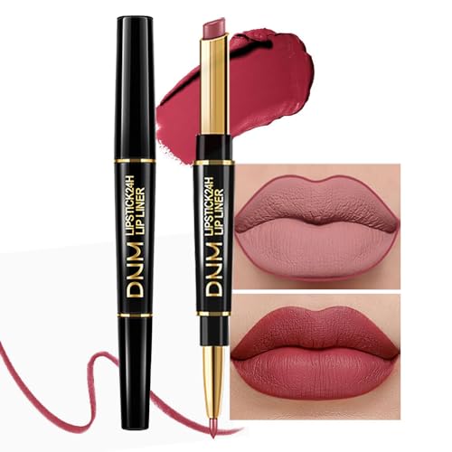 HHLTOH 2-in-1 Mauve Red Lip Liner & Lipstick Set Kit