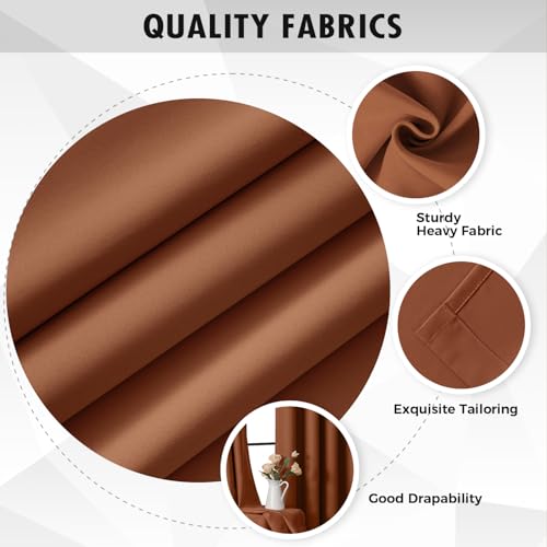 Image of MIULEE Terracotta Blackout Bedroom Curtains Drapes 84 Inch Long 52 inchx84 inch | Grommet Top, Room Darkening Window Drapes, Privacy Protection, Thermal Insulated, Heat Blocking, Light Blocking