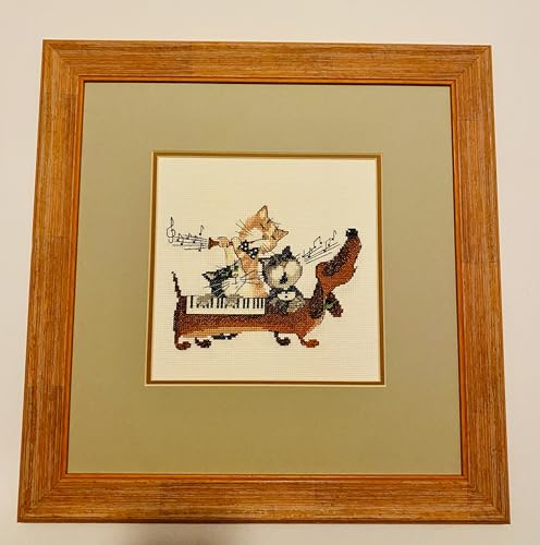 Image of RIOLIS - Dachshund Blues 1495, Dogs Cross Stitch Kits 7,87 inch x7,87, Counted Cross Stitch Kits, Counted Cross Stitch Kits for Beginners & Advanced, Cross Stitching Kits for Adults, Dog Embroidery Kit