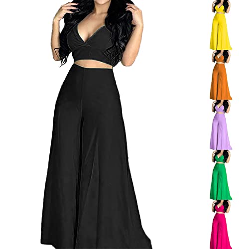 Black Sweatsuit Matching Sets Two Piece Sleeveless Jumpsuits For Women Petite White Swimsuit Coverup For Women Pant Sets Women 2 Piece Outfits #TOP2