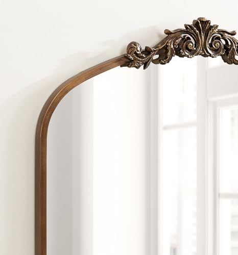 Image of Kate and Laurel Arendahl Ornate Traditional Square Arched Mirror; 28 x 30; Antique Gold; Decorative Baroque Style Arch Vintage Mirror with Wide Frame and Ornamental Crown