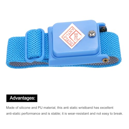 Image of MECCANIXITY 2pcs Anti Static Wrist Strap, ESD Antistatic Bracelet Adjustable Cordless with Spare Bracelet for Computer Electronics Repair Deep Blue